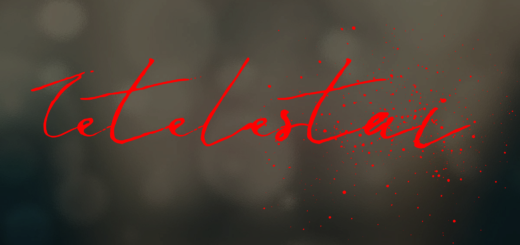 Television ministry logo with red script text and abstract background.