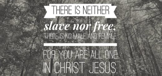 Inspiring biblical quote from Galatians 3:28 emphasizing unity in Christ, with forest background, for Christian faith, ministry, and religious inspiration.